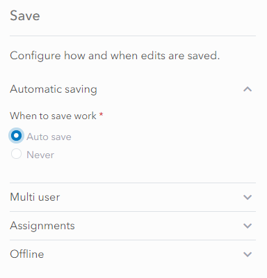 Automatic saving options