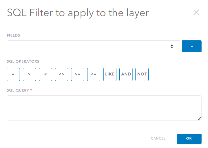 SQL filter dialog