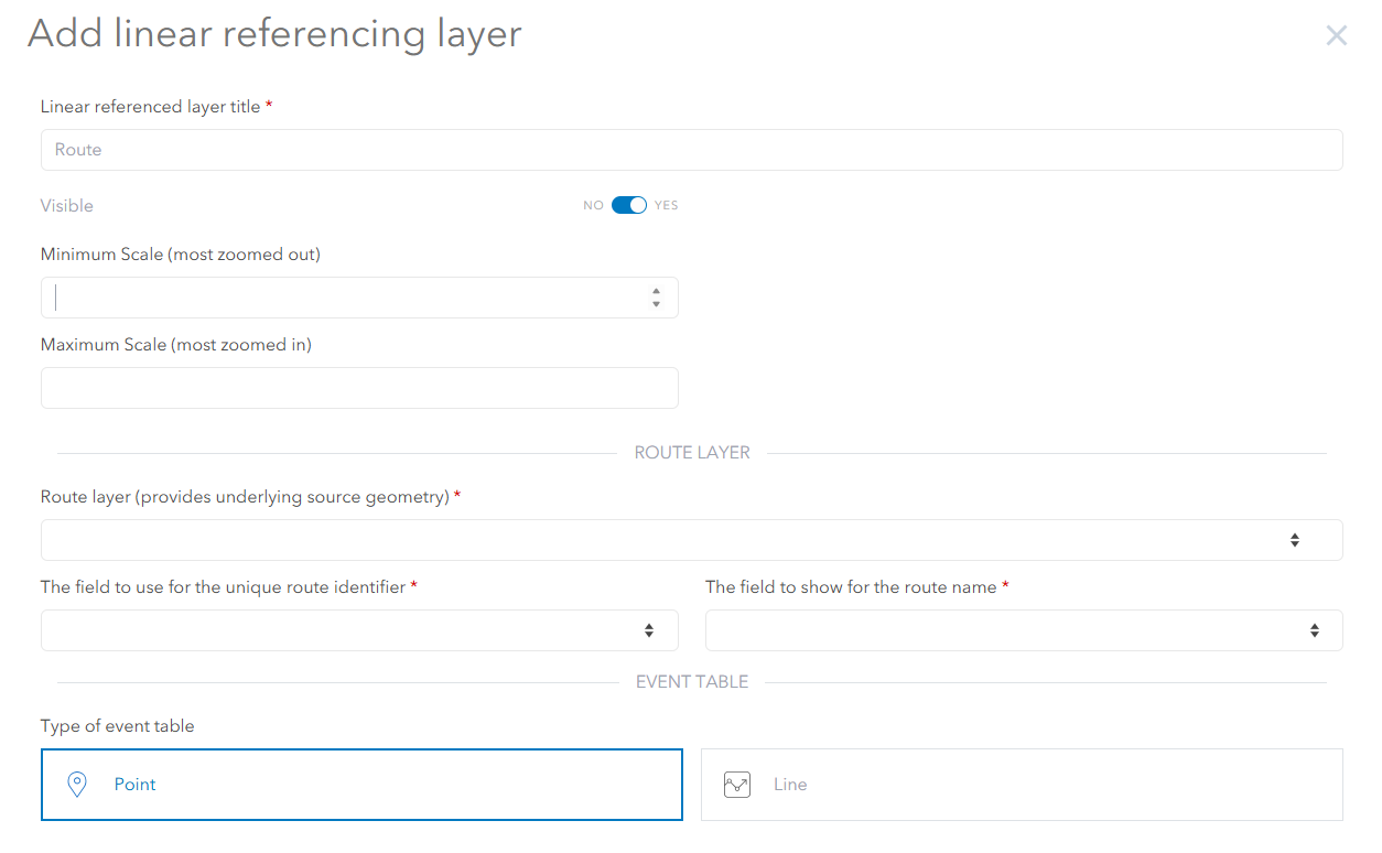 Linear referencing dialog