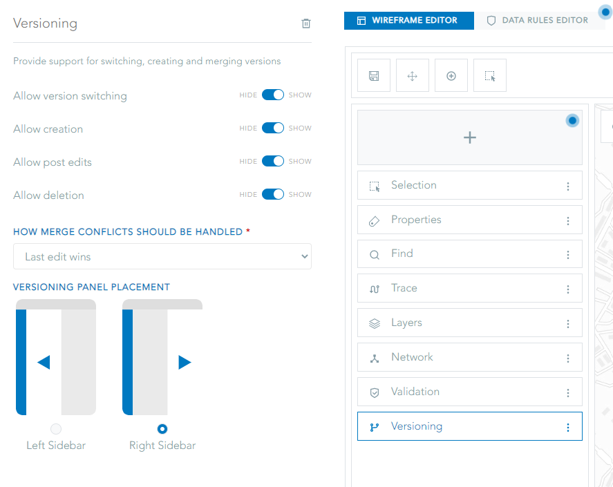 Versioning panel settings
