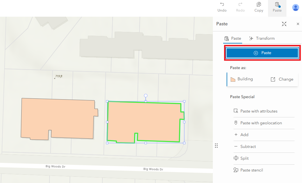 Paste target feature